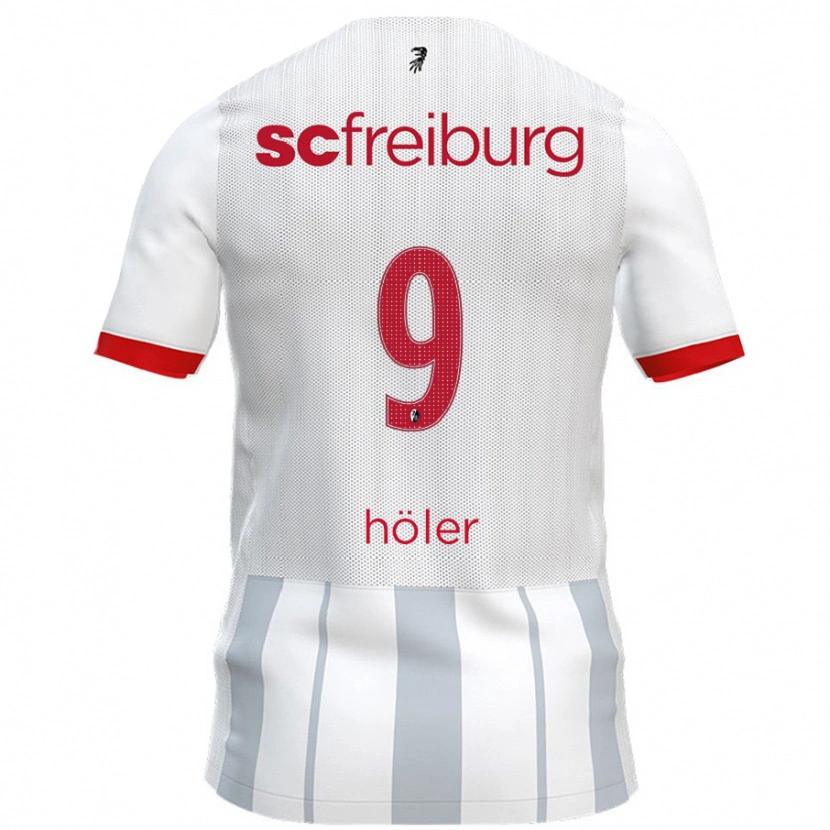Danxen Niño Camiseta Lucas Höler #9 Blanco Gris 2ª Equipación 2024/25 La Camisa