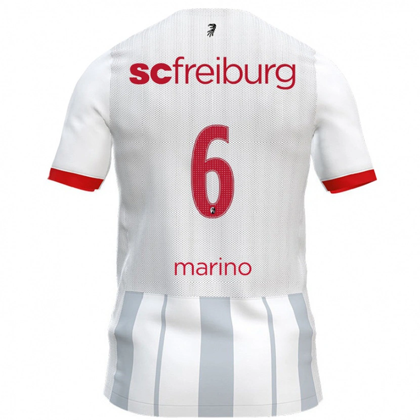 Danxen Niño Camiseta Luca Marino #6 Blanco Gris 2ª Equipación 2024/25 La Camisa