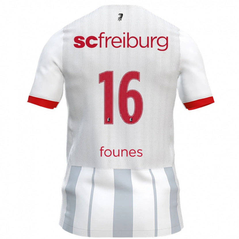 Danxen Niño Camiseta Kevin Founes #16 Blanco Gris 2ª Equipación 2024/25 La Camisa
