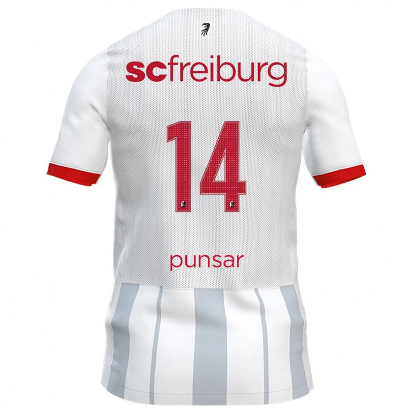 Danxen Niño Camiseta Milla Punsar #14 Blanco Gris 2ª Equipación 2024/25 La Camisa