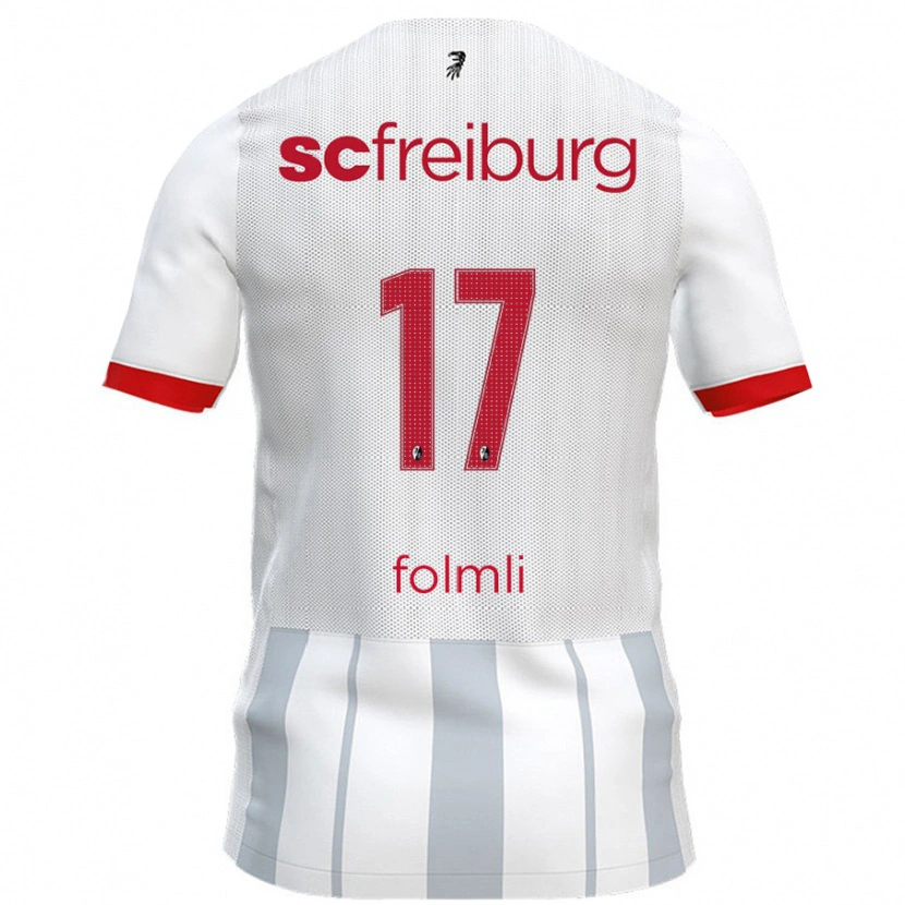 Danxen Niño Camiseta Svenja Fölmli #17 Blanco Gris 2ª Equipación 2024/25 La Camisa