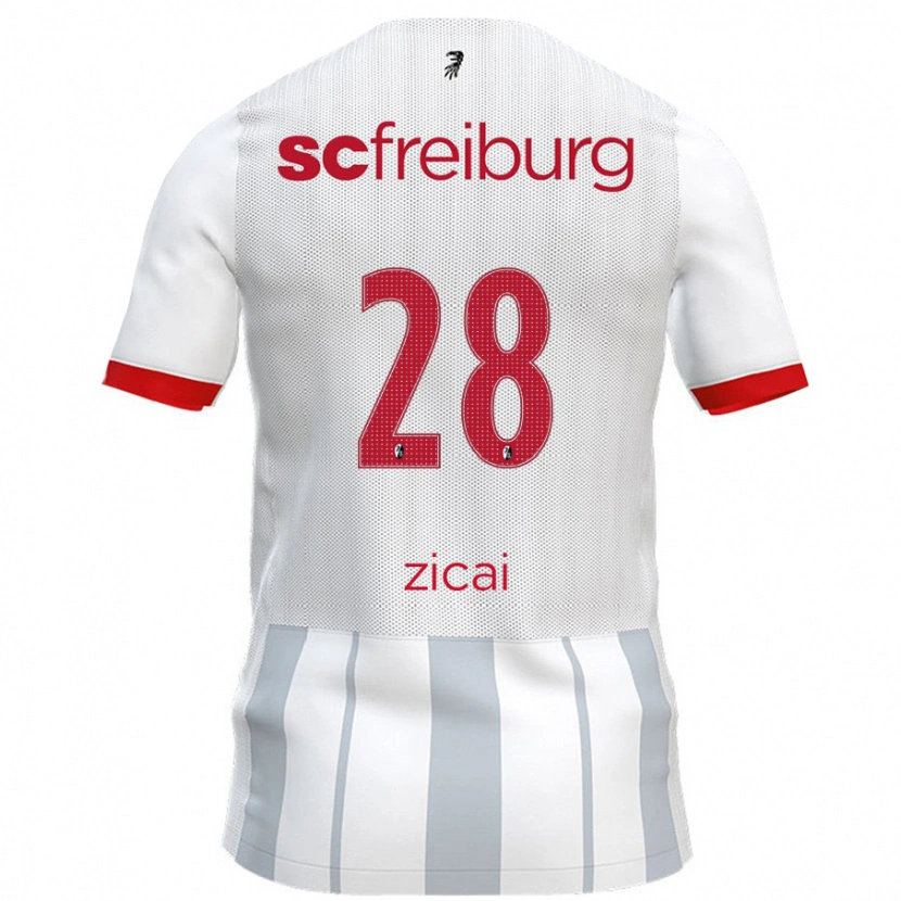 Danxen Niño Camiseta Cora Zicai #28 Blanco Gris 2ª Equipación 2024/25 La Camisa