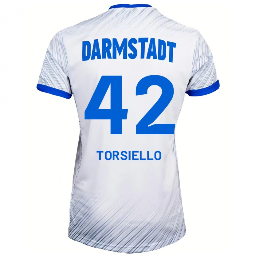 Danxen Niño Camiseta Fabio Torsiello #42 Blanco Azul 2ª Equipación 2024/25 La Camisa