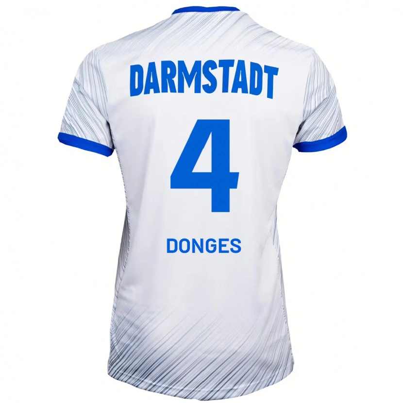 Danxen Niño Camiseta Julian Donges #4 Blanco Azul 2ª Equipación 2024/25 La Camisa