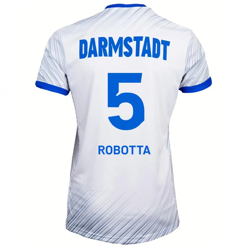 Danxen Niño Camiseta Maurizio Robotta #5 Blanco Azul 2ª Equipación 2024/25 La Camisa