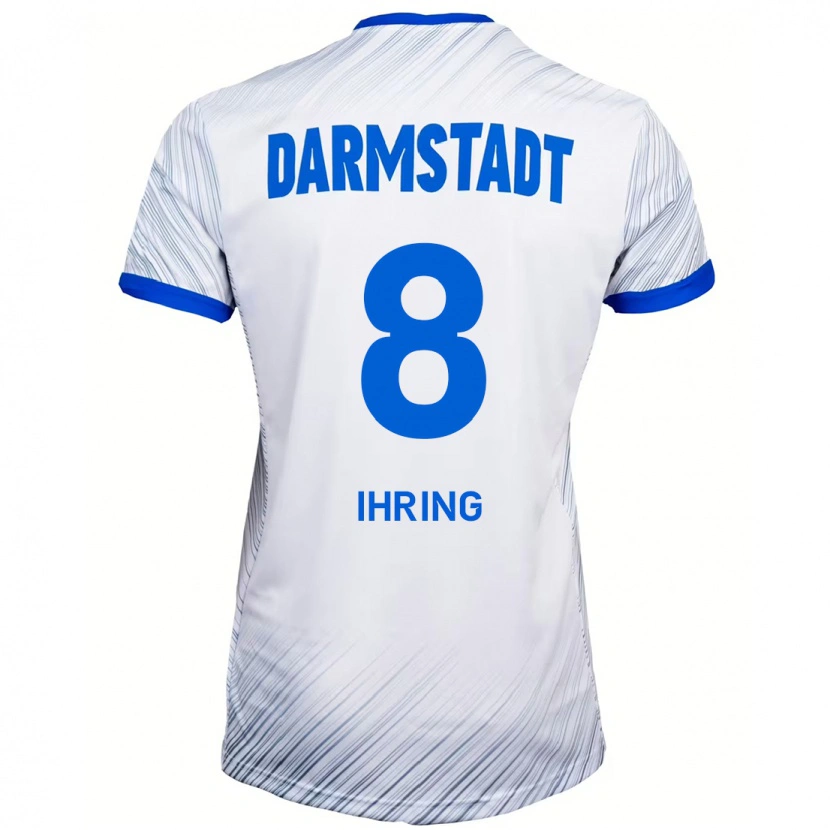 Danxen Niño Camiseta Janis Ihring #8 Blanco Azul 2ª Equipación 2024/25 La Camisa