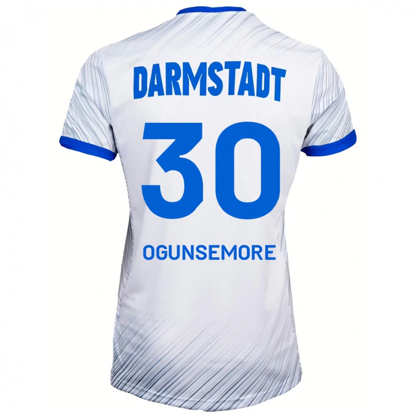 Danxen Niño Camiseta Malakai Ogunsemore #30 Blanco Azul 2ª Equipación 2024/25 La Camisa