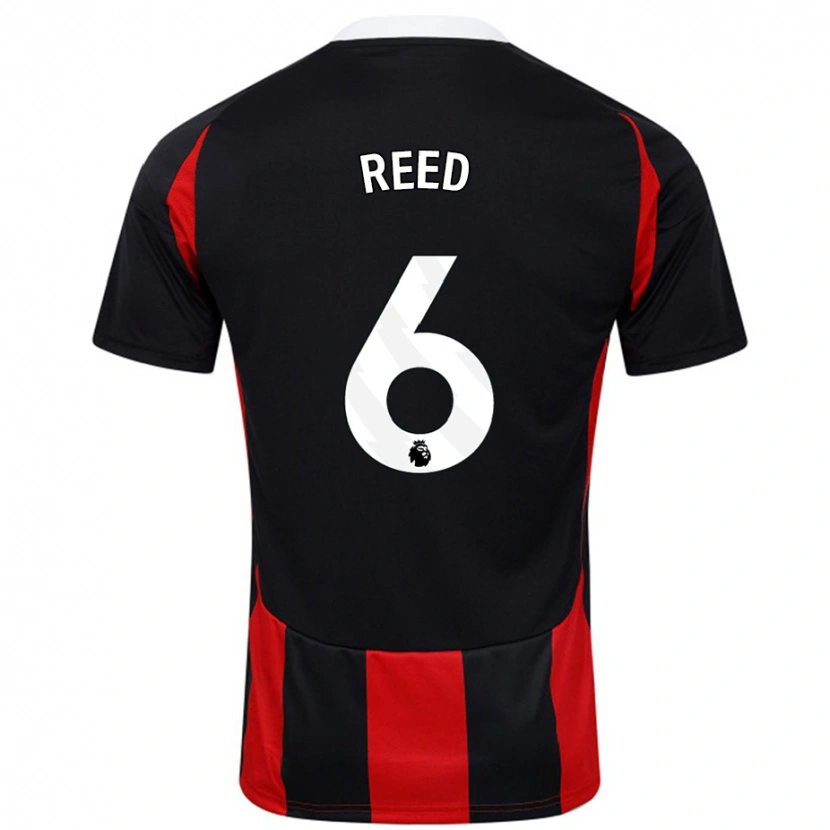Danxen Niño Camiseta Harrison Reed #6 Negro Rojo 2ª Equipación 2024/25 La Camisa