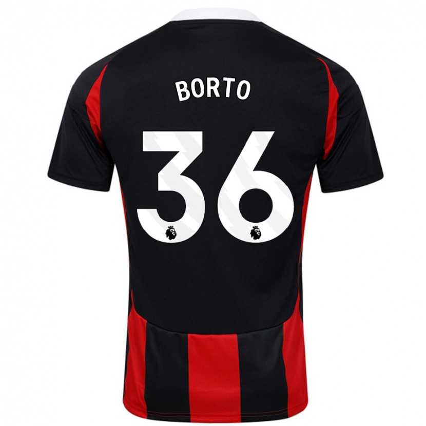 Danxen Niño Camiseta Alex Borto #36 Negro Rojo 2ª Equipación 2024/25 La Camisa