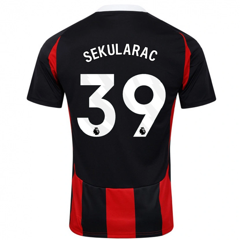 Danxen Niño Camiseta Kristian Sekularac #39 Negro Rojo 2ª Equipación 2024/25 La Camisa