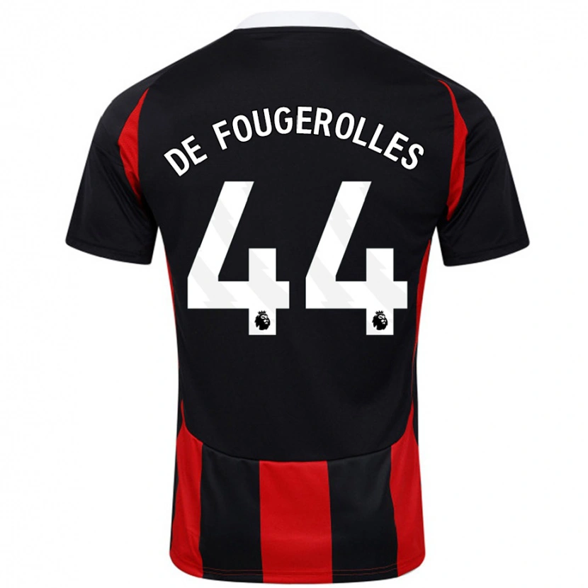 Danxen Niño Camiseta Luc De Fougerolles #44 Negro Rojo 2ª Equipación 2024/25 La Camisa