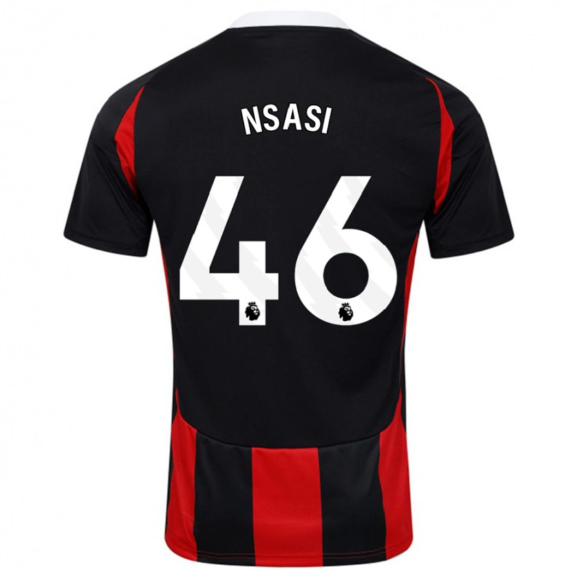 Danxen Niño Camiseta Eddie Nsasi #46 Negro Rojo 2ª Equipación 2024/25 La Camisa