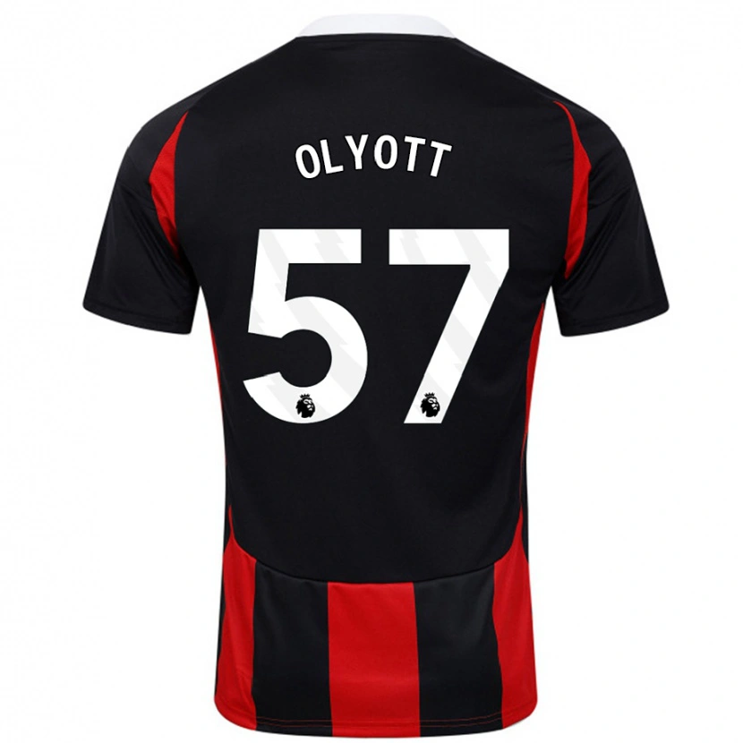 Danxen Niño Camiseta Tom Olyott #57 Negro Rojo 2ª Equipación 2024/25 La Camisa