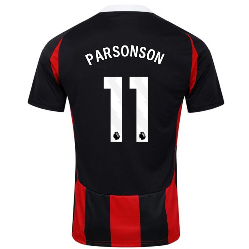 Danxen Niño Camiseta Madi Parsonson #11 Negro Rojo 2ª Equipación 2024/25 La Camisa