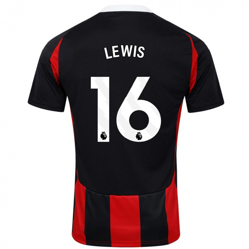 Danxen Niño Camiseta Milla Lewis #16 Negro Rojo 2ª Equipación 2024/25 La Camisa