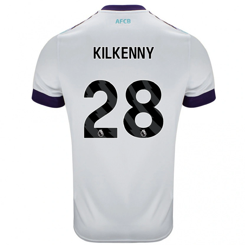Danxen Niño Camiseta Gavin Kilkenny #28 Blanco Verde Púrpura 2ª Equipación 2024/25 La Camisa