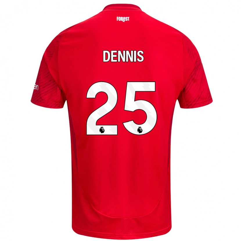 Danxen Hombre Camiseta Emmanuel Dennis #25 Rojo Blanco 1ª Equipación 2024/25 La Camisa