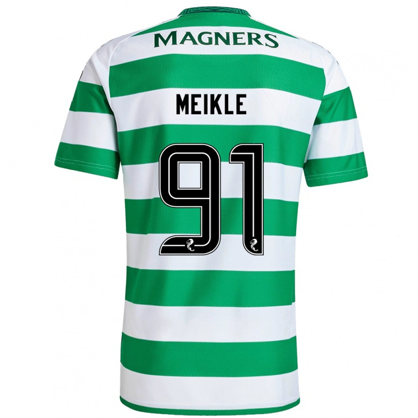 Danxen Hombre Camiseta Jamie Meikle #91 Verde Blanco 1ª Equipación 2024/25 La Camisa