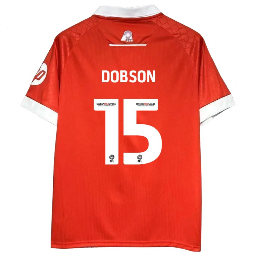 Danxen Hombre Camiseta George Dobson #15 Rojo Blanco 1ª Equipación 2024/25 La Camisa