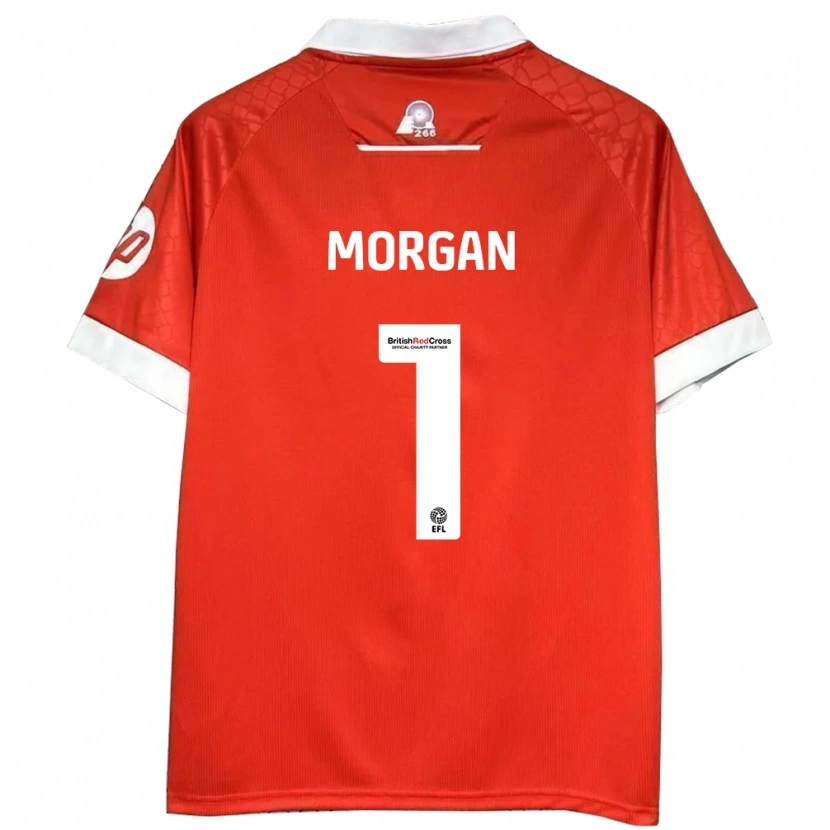 Danxen Hombre Camiseta Delyth Morgan #1 Rojo Blanco 1ª Equipación 2024/25 La Camisa
