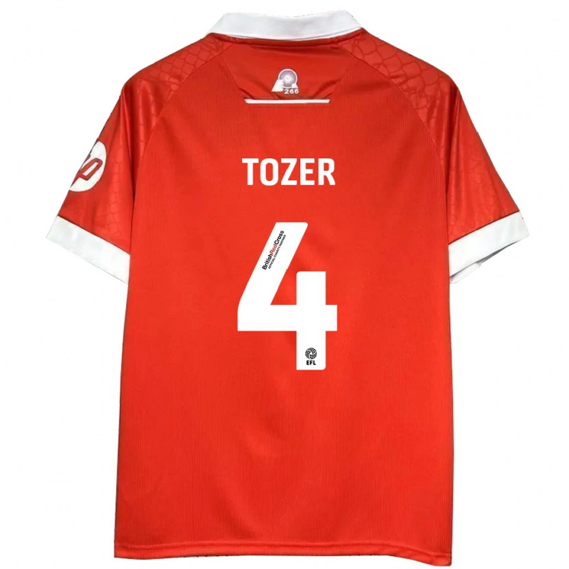 Danxen Hombre Camiseta Ben Tozer #4 Rojo Blanco 1ª Equipación 2024/25 La Camisa