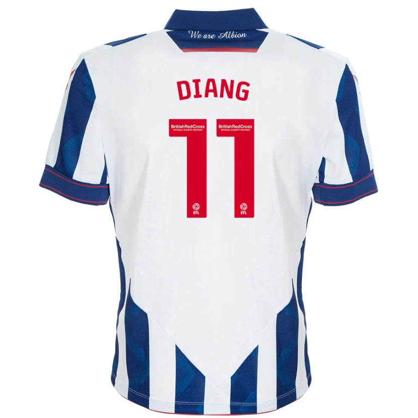 Danxen Hombre Camiseta Grady Diangana #11 Blanco Azul Oscuro 1ª Equipación 2024/25 La Camisa