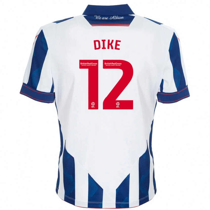 Danxen Hombre Camiseta Daryl Dike #12 Blanco Azul Oscuro 1ª Equipación 2024/25 La Camisa