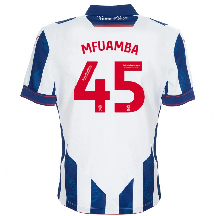 Danxen Hombre Camiseta Kevin Mfuamba #45 Blanco Azul Oscuro 1ª Equipación 2024/25 La Camisa