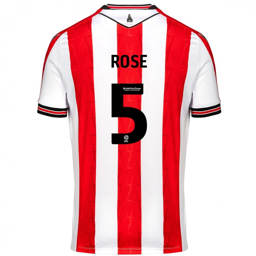 Danxen Hombre Camiseta Michael Rose #5 Rojo Blanco 1ª Equipación 2024/25 La Camisa