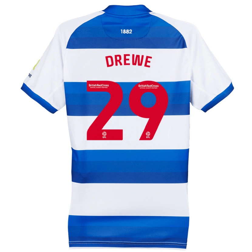 Danxen Hombre Camiseta Aaron Drewe #29 Blanco Azul 1ª Equipación 2024/25 La Camisa