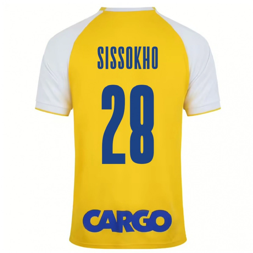 Danxen Hombre Camiseta Issouf Sissokho #28 Amarillo Blanco 1ª Equipación 2024/25 La Camisa
