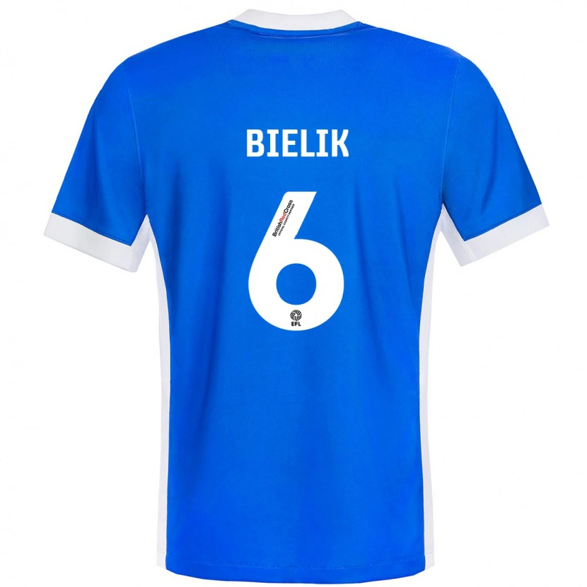 Danxen Hombre Camiseta Krystian Bielik #6 Azul Blanco 1ª Equipación 2024/25 La Camisa