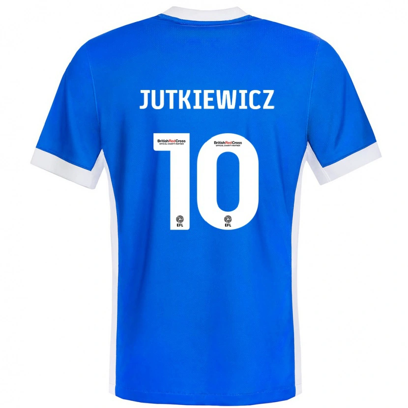Danxen Hombre Camiseta Lukas Jutkiewicz #10 Azul Blanco 1ª Equipación 2024/25 La Camisa
