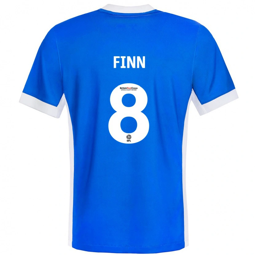 Danxen Hombre Camiseta Jamie Finn #8 Azul Blanco 1ª Equipación 2024/25 La Camisa