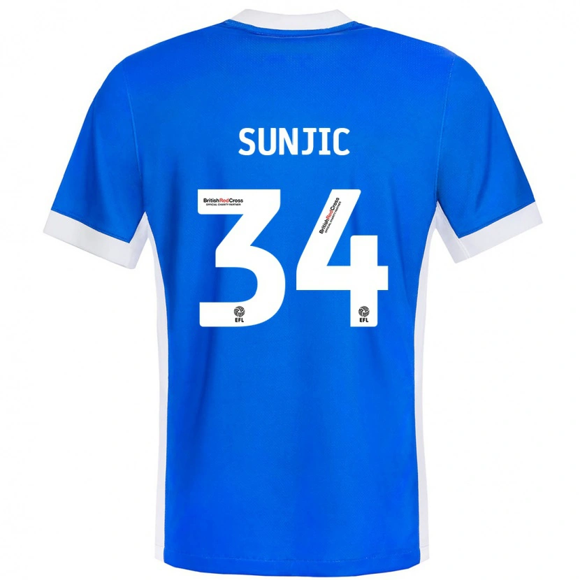 Danxen Hombre Camiseta Ivan Sunjic #34 Azul Blanco 1ª Equipación 2024/25 La Camisa