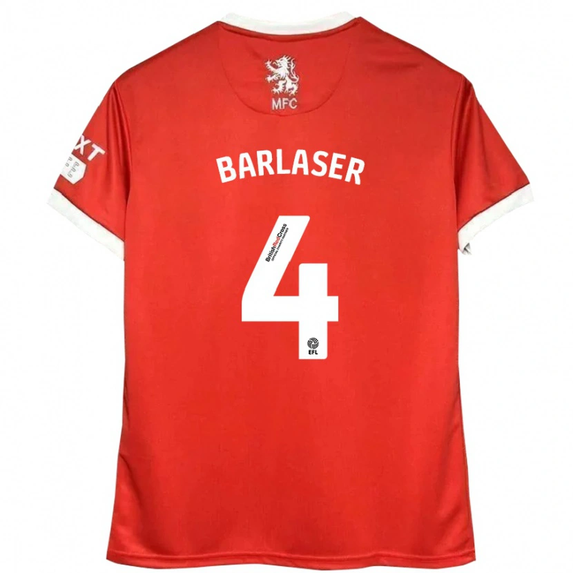 Danxen Hombre Camiseta Dan Barlaser #4 Rojo Blanco 1ª Equipación 2024/25 La Camisa