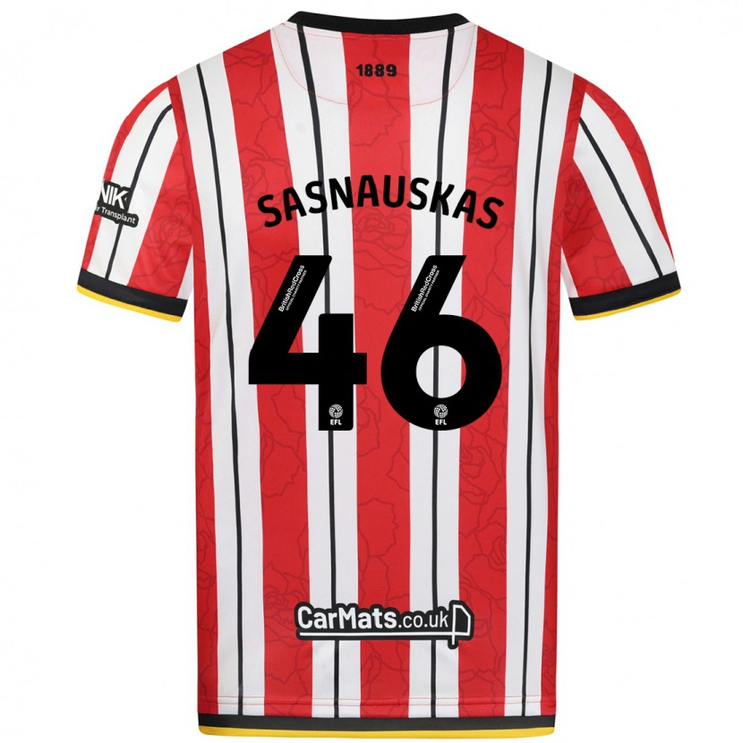 Danxen Hombre Camiseta Dovydas Sasnauskas #46 Rojo Blanco Rayas 1ª Equipación 2024/25 La Camisa