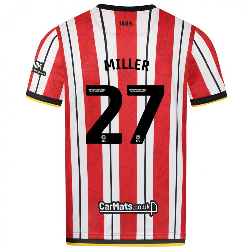 Danxen Hombre Camiseta Lara Miller #27 Rojo Blanco Rayas 1ª Equipación 2024/25 La Camisa
