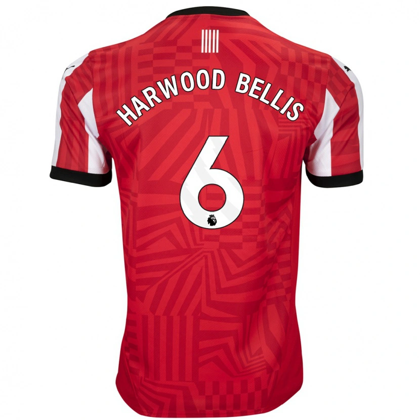 Danxen Hombre Camiseta Taylor Harwood-Bellis #6 Rojo Blanco 1ª Equipación 2024/25 La Camisa