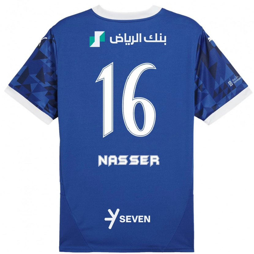 Danxen Hombre Camiseta Nasser Al-Dawsari #16 Azul Oscuro Blanco 1ª Equipación 2024/25 La Camisa