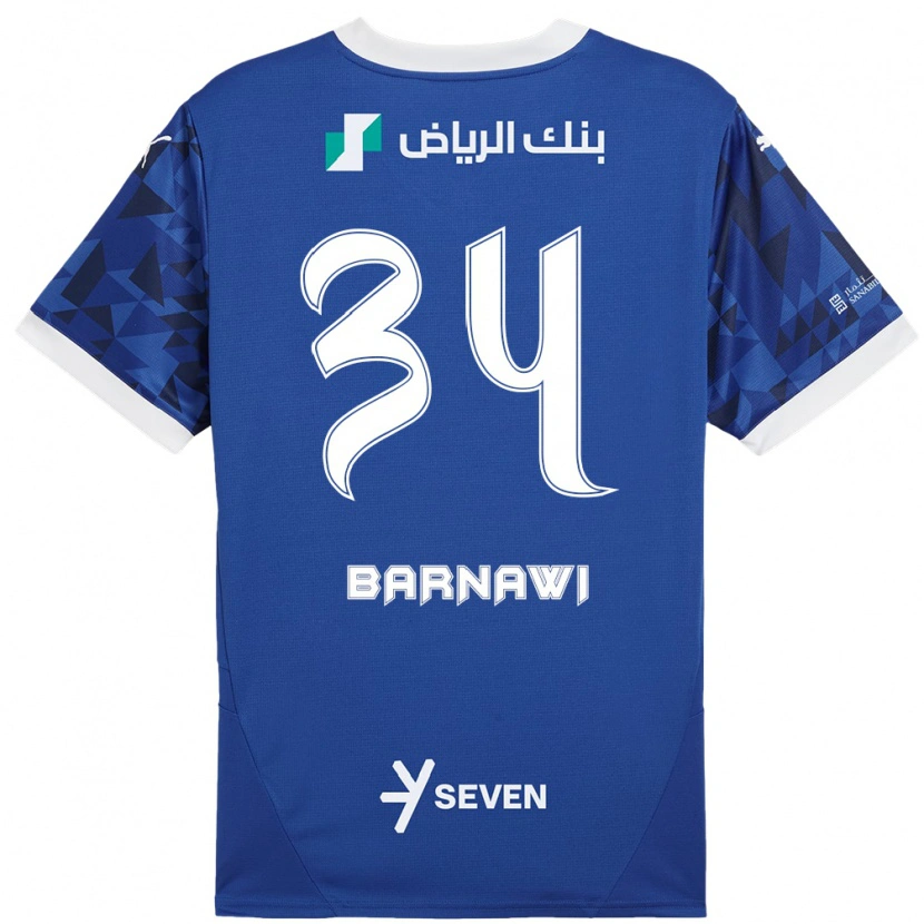 Danxen Hombre Camiseta Saleh Barnawi #34 Azul Oscuro Blanco 1ª Equipación 2024/25 La Camisa