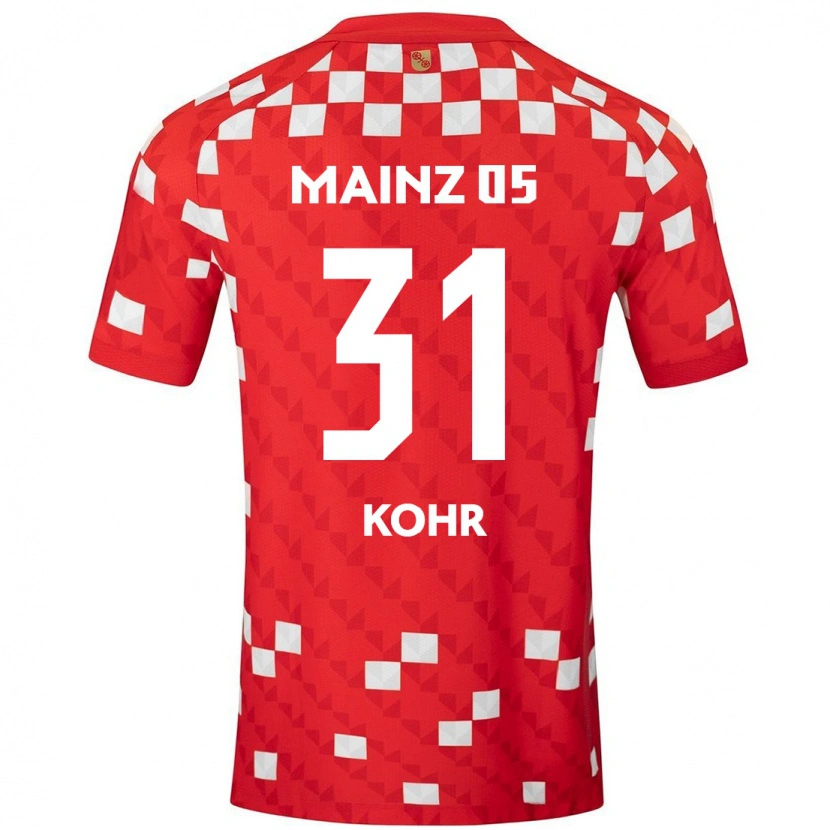 Danxen Hombre Camiseta Dominik Kohr #31 Blanco Rojo 1ª Equipación 2024/25 La Camisa