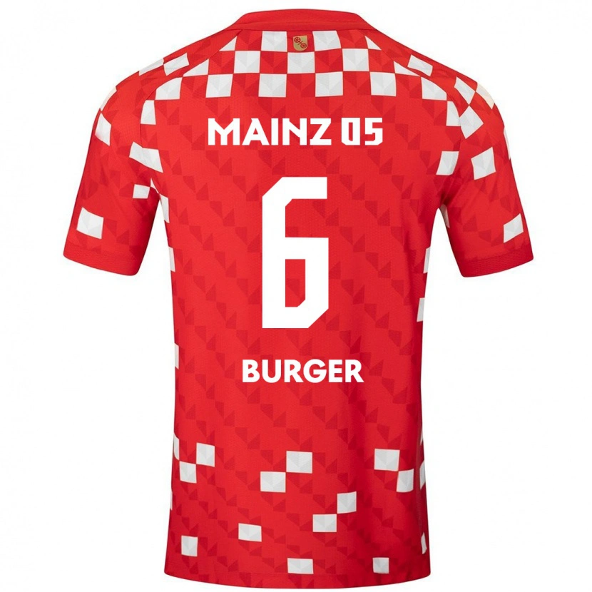 Danxen Hombre Camiseta Korbinian Burger #6 Blanco Rojo 1ª Equipación 2024/25 La Camisa