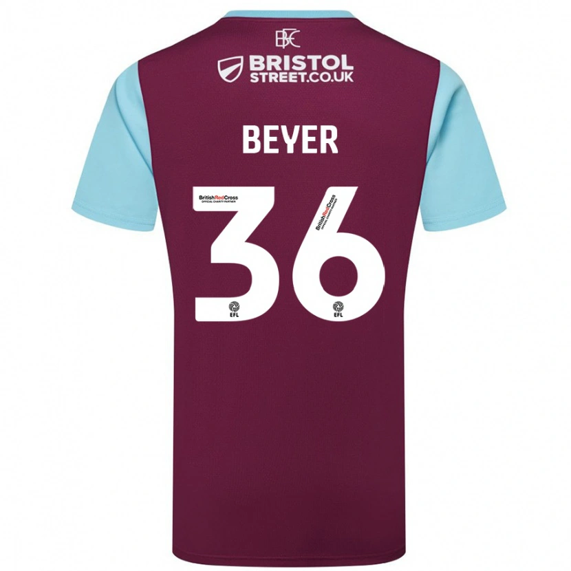 Danxen Hombre Camiseta Jordan Beyer #36 Borgoña Azul Cielo 1ª Equipación 2024/25 La Camisa