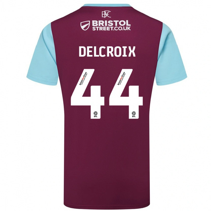 Danxen Hombre Camiseta Hannes Delcroix #44 Borgoña Azul Cielo 1ª Equipación 2024/25 La Camisa