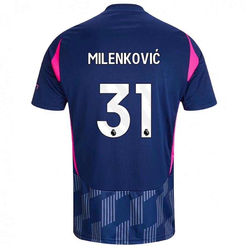 Danxen Hombre Camiseta Nikola Milenković #31 Azul Real Rosa 2ª Equipación 2024/25 La Camisa