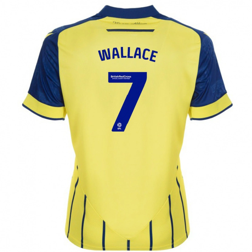 Danxen Hombre Camiseta Jed Wallace #7 Amarillo Azul 2ª Equipación 2024/25 La Camisa