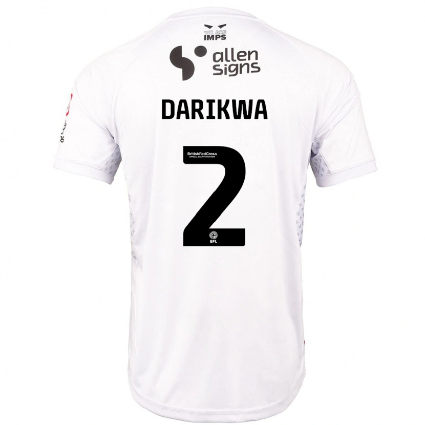 Danxen Hombre Camiseta Tendayi Darikwa #2 Rojo Blanco 2ª Equipación 2024/25 La Camisa