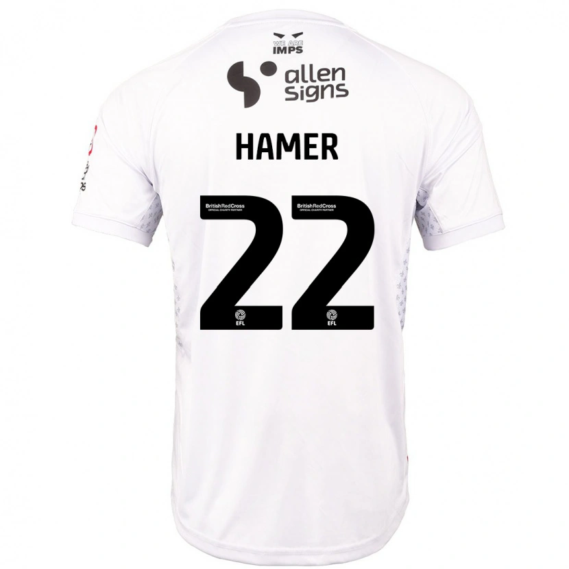 Danxen Hombre Camiseta Tom Hamer #22 Rojo Blanco 2ª Equipación 2024/25 La Camisa