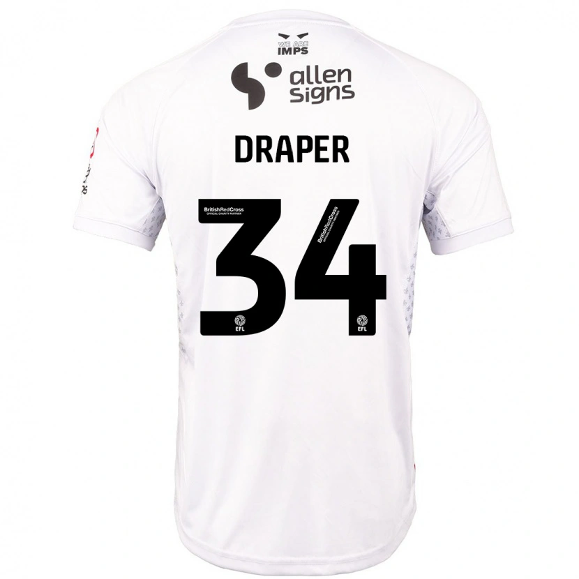Danxen Hombre Camiseta Freddie Draper #34 Rojo Blanco 2ª Equipación 2024/25 La Camisa